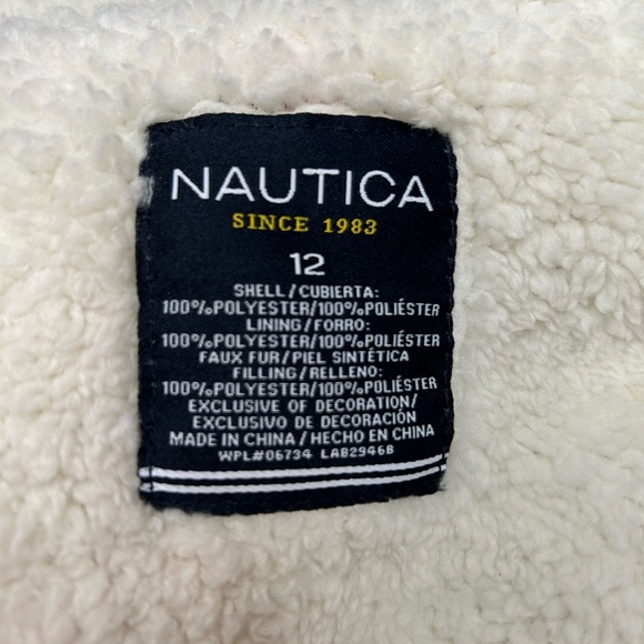 Nautica Vest Girls Size 12 Pink Gold Dotted Puffer Button Full Zip Sherpa Lined - Picture 4 of 10